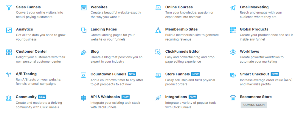 builderall vs clickfunnels: clickfunnels features